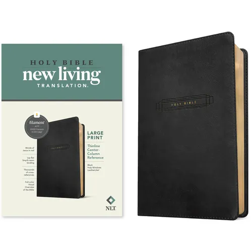 NLT Large Print Thinline Center-Column Reference Bible, Filament Enabled (Leatherlike, Black Holy Windows, Red Letter) - Imitation Leather
