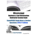 Mississippi Business & Law Construction Contractor License Exam ExamFOCUS Study Notes & Review Questions 2016/17 Edition - Paperback