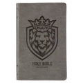 KJV Holy Bible, Gift Edition for Boys King James Version, Faux Leather Flexible Cover, Charcoal Gray Lion Emblem - Leather
