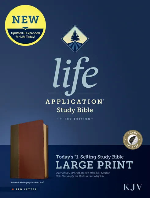 KJV Life Application Study Bible, Third Edition, Large Print (Leatherlike, Brown/Mahogany, Indexed, Red Letter) - Imitation Leather