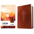 The Message Deluxe Gift Bible (Leather-Look, Dark Brown Gold Cross): The Bible in Contemporary Language - Imitation Leather