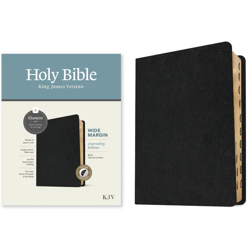KJV Wide Margin Bible, Filament Enabled (Genuine Leather, Black, Indexed, Red Letter) - Leather