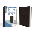 NIV, Value Thinline Bible, Large Print, Imitation Leather, Gray/Black - Imitation Leather