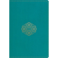 ESV Large Print Compact Bible, Red Letter (Trutone, Teal, Bouquet Design) - Imitation Leather