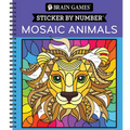 Brain Games - Sticker by Number: Mosaic Animals (28 Images to Sticker) - Spiral