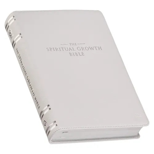The Spiritual Growth Bible, Study Bible, NLT - New Living Translation Holy Bible, Premium Full Grain Leather, White - Leather