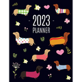 Dachshund Planner 2023: Funny Dog Monthly Agenda January-December Organizer (12 Months) Cute Puppy Scheduler with Flowers & Pretty Pink Hearts - Paperback