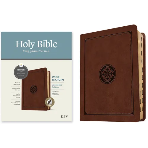 KJV Wide Margin Bible, Filament Enabled (Leatherlike, Dark Brown Medallion, Indexed, Red Letter) - Imitation Leather