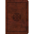 ESV Large Print Compact Bible (Trutone, Brown, Mosaic Cross Design) - Imitation Leather