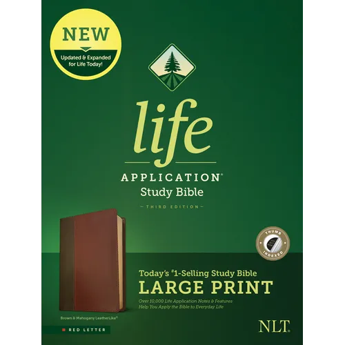 NLT Life Application Study Bible, Third Edition, Large Print (Red Letter, Leatherlike, Brown/Tan, Indexed) - Imitation Leather