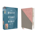 Niv, Quest Study Bible, Large Print, Leathersoft, Gray/Pink, Comfort Print: The Only Q and A Study Bible - Imitation Leather