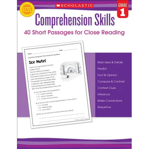 Comprehension Skills: 40 Short Passages for Close Reading: Grade 1 - Paperback
