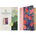 NLT Life Application Study Bible, Third Edition (Leatherlike, Pink Evening Bloom, Red Letter) - Imitation Leather