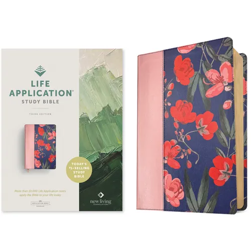 NLT Life Application Study Bible, Third Edition (Leatherlike, Pink Evening Bloom, Red Letter) - Imitation Leather