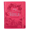 KJV Holy Bible, My Creative Bible, Faux Leather Hardcover - Ribbon Marker, King James Version, Pink Floral W/Elastic Closure - Imitation Leather