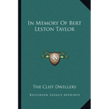 In Memory Of Bert Leston Taylor - Paperback
