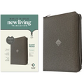 NLT Compact Giant Print Zipper Bible, Filament Enabled (Leatherlike, Woven Cross Gray, Red Letter) - Imitation Leather