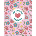 My Crochet Projects: Bright and Colorful Yarn & Crochet Hooks on a Pink Background, Glossy Finish - Paperback