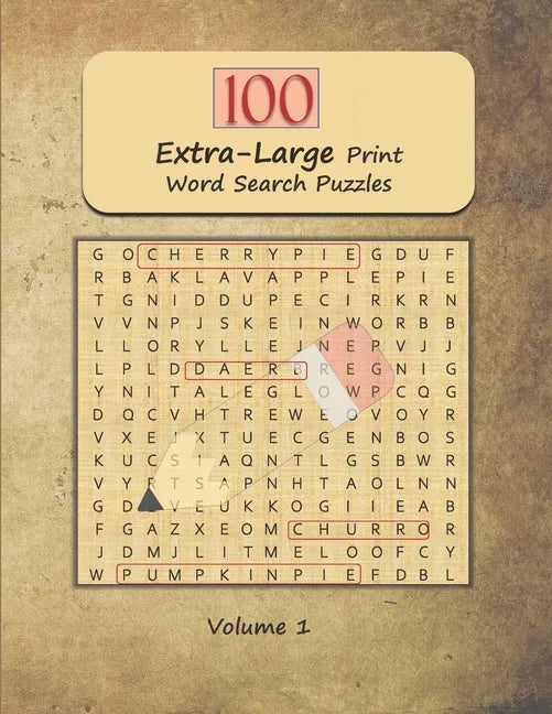 100 Extra-Large Print Word Search Puzzles: Jumbo Word Find and Seek Themed Brain Exercises for Adults and Seniors Volume 1 - Paperback