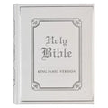 KJV Holy Bible, Classically Illustrated Heirloom Family Bible, Faux Leather Hardcover - Ribbon Markers, King James Version, White/Silver - Leather
