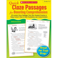 Quick Cloze Passages for Boosting Comprehension: Grades 4-6: 40 Leveled Cloze Passages That Give Students Practice in Using Context Clues to Build Voc - Paperback