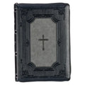 KJV Holy Bible, Super Giant Print Faux Leather Red Letter Edition - Thumb Index & Ribbon Marker, King James Version, Gray/Black - Leather