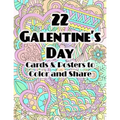 22 Galentine's Day Cards & Posters to Color and Share - Paperback