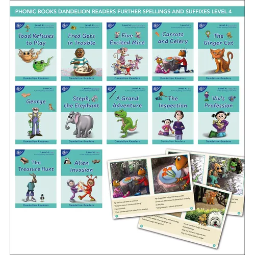 Phonic Books Dandelion Readers Further Spellings and Suffixes Level 4: (Alternative Spellings for Vowels and Consonants, Alternative Sounds for the Sp - Paperback
