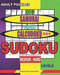 Adult puzzles. Big Samurai and Calcudoku 9x9 Sudoku. Medium - hard levels.: Very large font. - Paperback