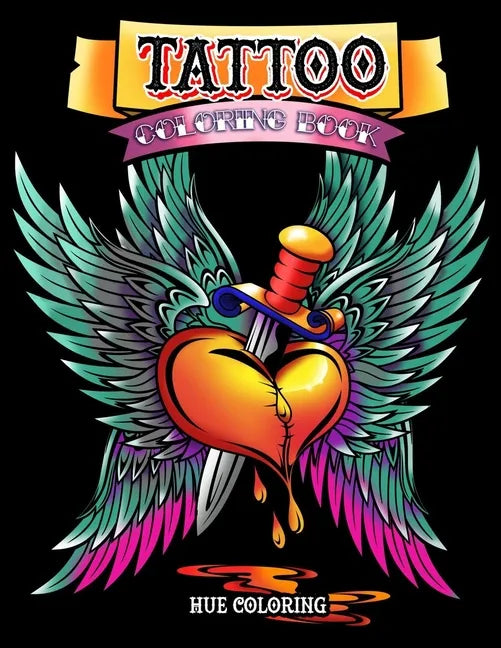 Tattoo Coloring Book: Modern Tattoo Designs, Skulls, Hearts - Paperback