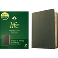 NLT Life Application Study Bible, Third Edition (Genuine Leather, Olive Green, Red Letter) - Leather