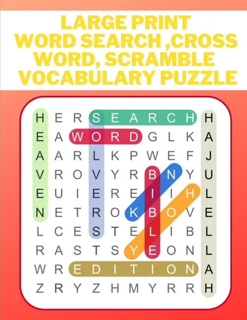 Large print word search, cross word, scramble vocabulary puzzle - Paperback