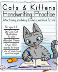 Cats & Kittens Handwriting Practice: Letter tracing, Vocabulary and Coloring Workbook for Kids - Paperback