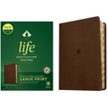 NLT Life Application Study Bible, Third Edition, Large Print (Leatherlike, Rustic Brown Leaf, Indexed, Red Letter) - Imitation Leather