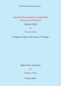 Epistola de mensuris et ponderibus Serum seu Sinensium (Oxford, 1688) by Thomas Hyde: A forgotten chapter in the history of Sinology - Paperback