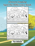 Picture Puzzles Spot the Difference Book for Adults: Easy Puzzles Book of Animals for Adult Brain Fun. Includes Solutions. Large Print Edition - Paperback