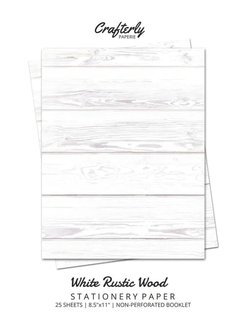 White Rustic Wood Stationery Paper: Cute Letter Writing Paper for Home, Office, Letterhead Design, 25 Sheets - Paperback