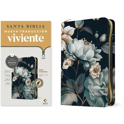 Biblia Ultrafina Ntv de Zíper, Con Filament (Sentipiel, Floral, Índice, Letra Roja) - Imitation Leather