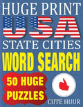 Huge Print USA State Cities Word Search: 50 Word Searches Extra Large Print to Challenge Your Brain (Huge Font Find a Word for Kids, Adults & Seniors - Paperback
