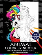 Animals Color by Numbers for Adults Vol.2: Adults Coloring Book Stress Relieving Designs Patterns - Paperback