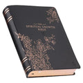 The Spiritual Growth Bible, Study Bible, NLT - New Living Translation Holy Bible, Faux Leather, Black Rose Gold Debossed Floral - Leather