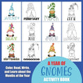 A Year of Gnomes Activity Book: Color, Read, Write and Learn about the Months of the Year! Great for Ages 5-8, Activity Book with Coloring and Facts o - Paperback