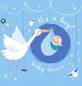 It's a Boy: Baby Shower Guest Book with The Stork Bringing Baby Boy and Blue Theme, Wishes and Advice for Baby, Personalized with Guest Sign In and Gi - Hardcover