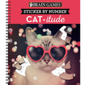 Brain Games - Sticker by Number: Cat-Itude (25 Images to Sticker) - Spiral