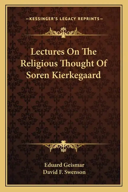 Lectures On The Religious Thought Of Soren Kierkegaard - Paperback