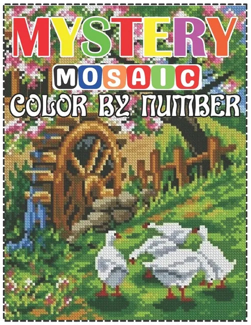 Mystery Mosaic Color By Number: Large Print landscape Adult Coloring Book Intricate Pixel Color By Number - Paperback