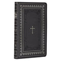 KJV Holy Bible Standard Size Faux Leather Red Letter Edition - Thumb Index & Ribbon Marker, King James Version, Black/Gold Cross - Leather