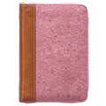 KJV Holy Bible, Mini Pocket Size, Faux Leather Red Letter Edition - Ribbon Marker, King James Version, Pink/Saddle Tan, Zipper Closure - Leather