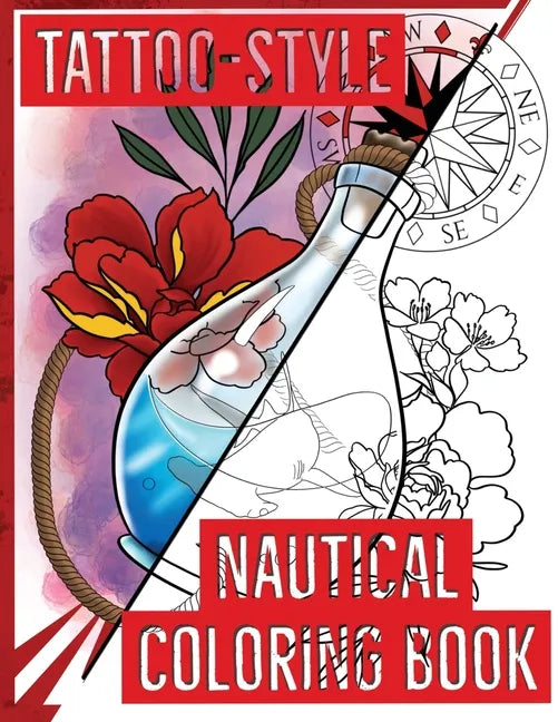 Tattoo-Style nautical coloring book - Paperback