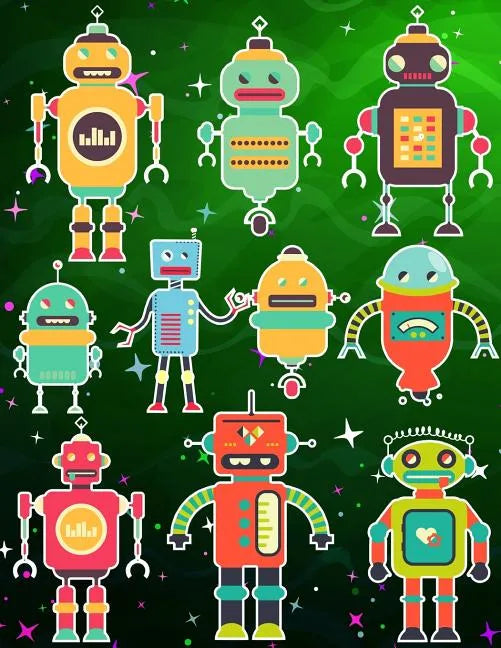Robots Sticker Album For Boys: 100 Plus Pages For PERMANENT Sticker Collection, Activity Book For Boys - 8.5 by 11 - Paperback